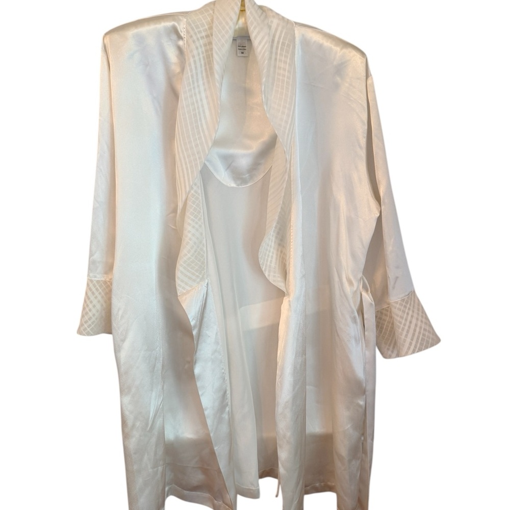 Oscar de la Renta White Cream Robe Medium Polyester Satin
